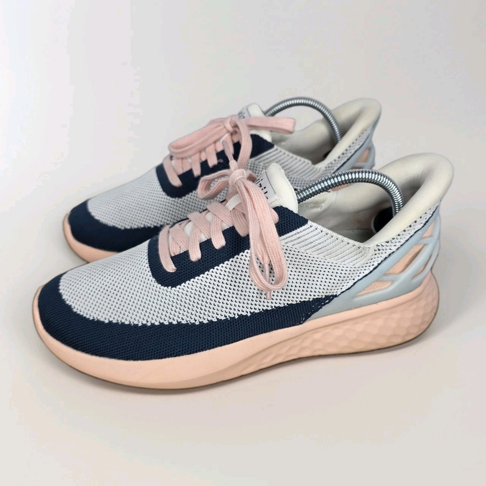 Kizik Athens Hands-Free Slip On  Women's 7.5 Men 6 Pink Navy Blue Breathable